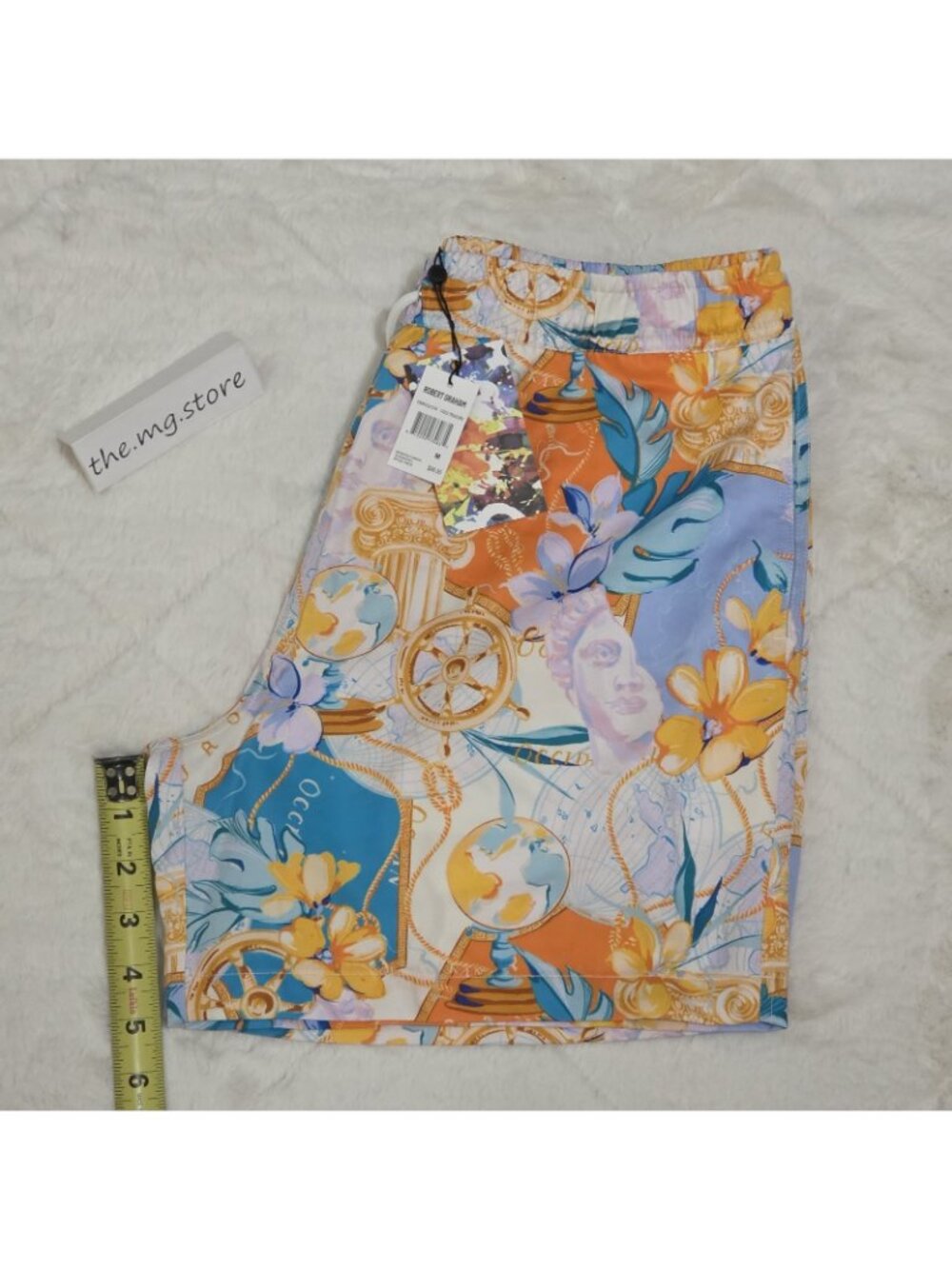 Robert Graham Gold Treasure Nautical Tropical Print Swim Shorts Men's Sz M - Picture 4 of 9
